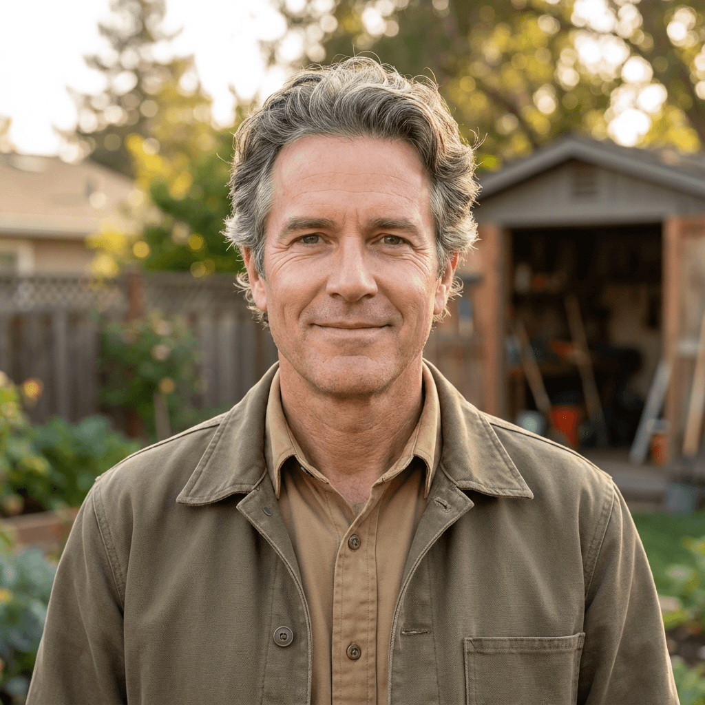 Male homeowner in his 50s, White, in a work shirt