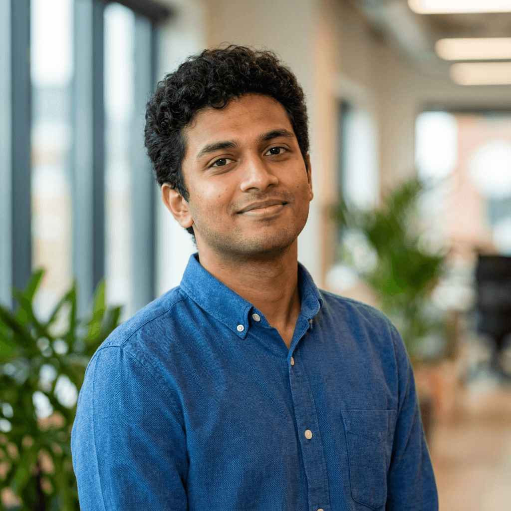 Jordan Patel, retail manager, standing in his store